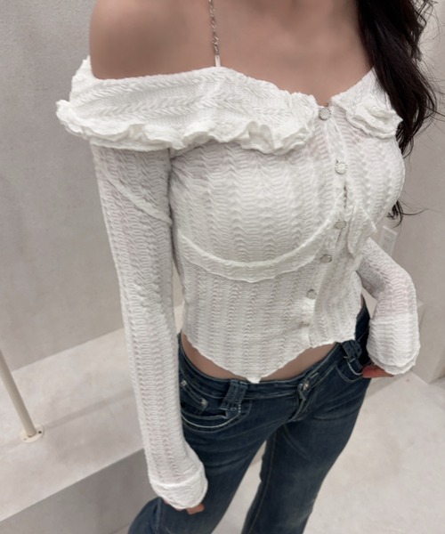 REINE NOIRE(レーヌノワール)の「white shirring tops. / ホワイト シャーリング トップス(シャツ/ブラウス・レディース・ホワイト・FREE)」の4枚目の写真