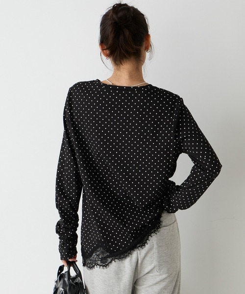 forksy.(フォルクシー)の「【forksy.】<エブリデイシリーズ>レースヘム ギャザースリーブカットソー / ドット・ベロア(Tシャツ/カットソー・レディース・ブラウン/ナチュラル/ホワイト系/ブラック/ブラック系・FREE)」の21枚目の写真