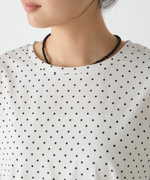 forksy.(フォルクシー)の「【forksy.】<エブリデイシリーズ>レースヘム ギャザースリーブカットソー / ドット・ベロア(Tシャツ/カットソー・レディース・ブラウン/ナチュラル/ホワイト系/ブラック/ブラック系・FREE)」の8枚目の写真