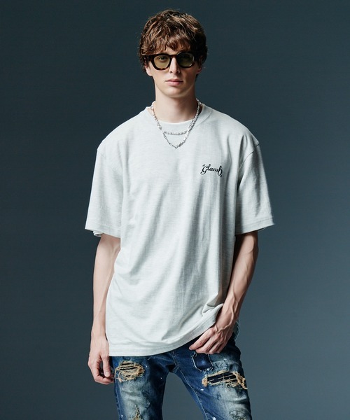 glamb(グラム)の「Staple Reversible T-Shirt / ステープルリバーシブルTシャツ(Tシャツ/カットソー・メンズ・ネイビー/カーキ/オートミール・S/M/L)」の1枚目の写真