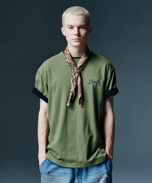 glamb(グラム)の「Staple Reversible T-Shirt / ステープルリバーシブルTシャツ(Tシャツ/カットソー・メンズ・ネイビー/カーキ/オートミール・S/M/L)」の2枚目の写真