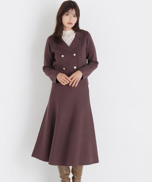 NATURAL BEAUTY BASIC(ナチュラルビューティーベーシック)の「ニットジャケット&スカートセットアップ(セットアップ・レディース・ネイビー/ダークブラウン・SMALL/MEDIUM)」の13枚目の写真