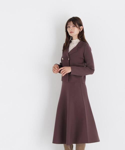 NATURAL BEAUTY BASIC(ナチュラルビューティーベーシック)の「ニットジャケット&スカートセットアップ(セットアップ・レディース・ネイビー/ダークブラウン・SMALL/MEDIUM)」の15枚目の写真