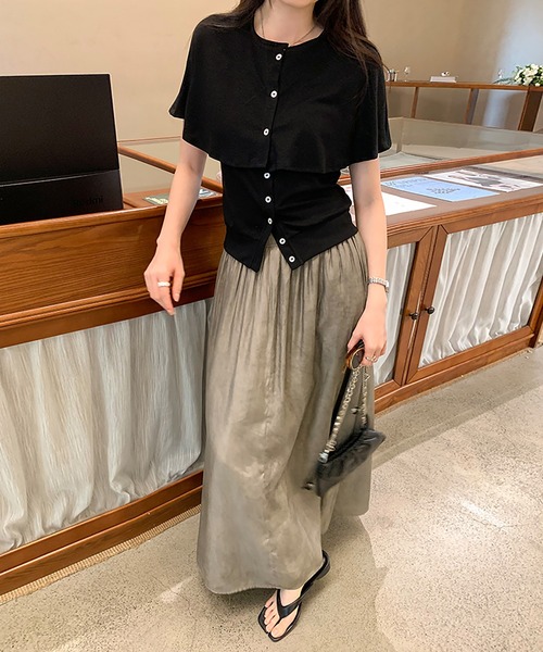 Girly Doll(ガーリードール)の「【2枚セット】ケープ&ノースリーブカットソー(Tシャツ/カットソー・レディース・ホワイト/グレー/ブラック/ベージュ・FREE)」の13枚目の写真