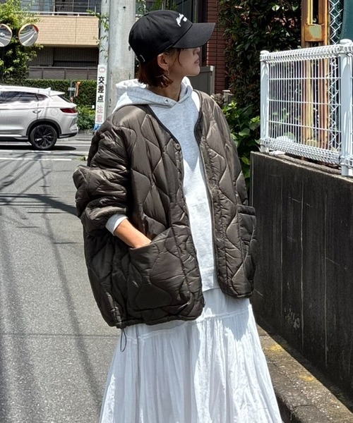 notch.(ノッチ)の「【 notch. by KR 】ドローコードオーバーキルティングJK(ブルゾン・レディース・モカ/ブラック/オリーブ・M)」の2枚目の写真