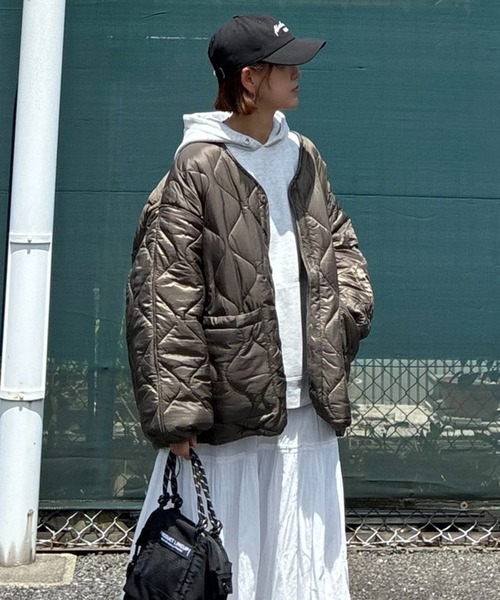 notch.(ノッチ)の「【 notch. by KR 】ドローコードオーバーキルティングJK(ブルゾン・レディース・モカ/ブラック/オリーブ・M)」の4枚目の写真