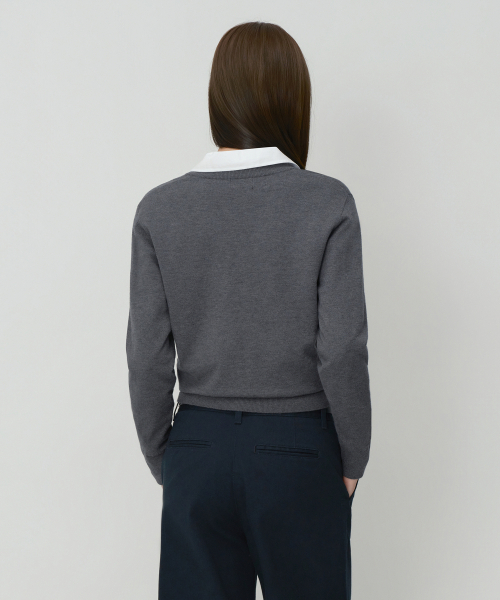 MUSINSA STANDARD WOMAN（ムシンサスタンダードウーマン）の「ウィメンズエッセンシャルVネックニット[チャコールグレー]（ニット/セーター・レディース・その他・LARGE/MEDIUM/SMALL/X-SMALL）」の3枚目の写真