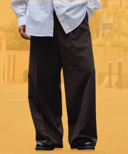 Dickies(ディッキーズ)の「Dickies/ディッキーズ TR TWO TUCK WIDE PANTS ツータックワイドスラックス センタープレス ストレートシルエット きれいめ カジュアル 2026年秋冬(スラックス・メンズ・ブラック/グレー/ブラウン・30inch/32inch/34inch)」の3枚目の写真