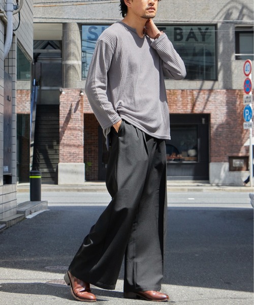 Dickies(ディッキーズ)の「Dickies/ディッキーズ TR TWO TUCK WIDE PANTS ツータックワイドスラックス センタープレス ストレートシルエット きれいめ カジュアル 2026年秋冬(スラックス・メンズ・ブラック/グレー/ブラウン・30inch/32inch/34inch)」の10枚目の写真