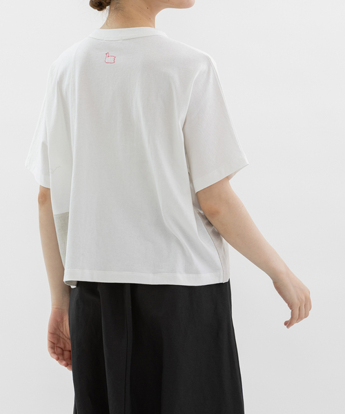 nop de nod(ノップドゥノッド)の「Cloche misc布帛パッチワークTシャツ(Tシャツ/カットソー・レディース・ブラック/オフホワイト・M)」の8枚目の写真