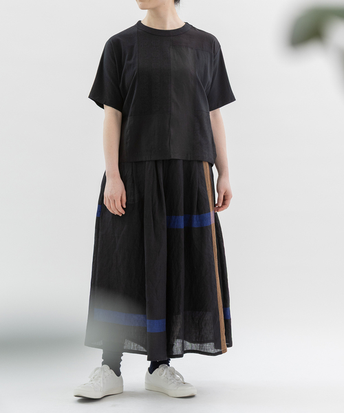 nop de nod(ノップドゥノッド)の「Cloche misc布帛パッチワークTシャツ(Tシャツ/カットソー・レディース・ブラック/オフホワイト・M)」の11枚目の写真