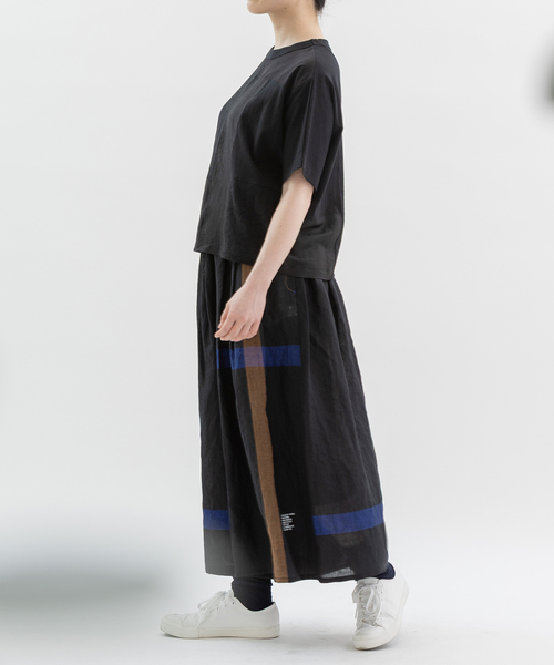 nop de nod(ノップドゥノッド)の「Cloche misc布帛パッチワークTシャツ(Tシャツ/カットソー・レディース・ブラック/オフホワイト・M)」の12枚目の写真
