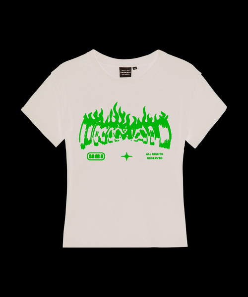 PRIMATE（プライメイト）の「PYRO レディース スリムフィット 半袖Tシャツ 4 COLORS（Tシャツ/カットソー・レディース・ホワイト/ブラック/カーキ/チャコール・SMALL/MEDIUM/LARGE）」の2枚目の写真