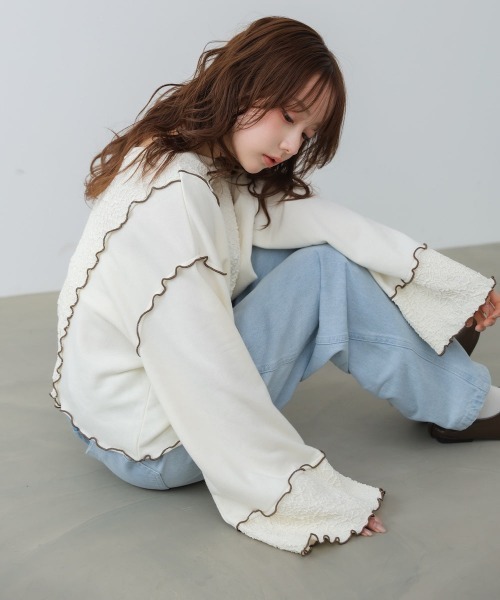 Bab(バブ)の「異素材切り替え配色メロートップス(その他トップス・レディース・ブラウン/ブラック/アイボリー・FREE)」の9枚目の写真