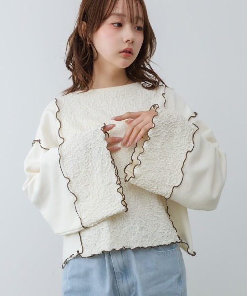 Bab(バブ)の「異素材切り替え配色メロートップス(その他トップス・レディース・ブラウン/ブラック/アイボリー・FREE)」の12枚目の写真