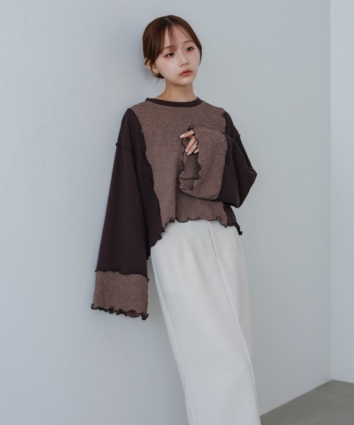 Bab(バブ)の「異素材切り替え配色メロートップス(その他トップス・レディース・ブラウン/ブラック/アイボリー・FREE)」の16枚目の写真