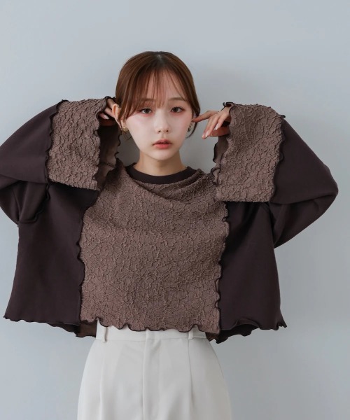 Bab(バブ)の「異素材切り替え配色メロートップス(その他トップス・レディース・ブラウン/ブラック/アイボリー・FREE)」の18枚目の写真