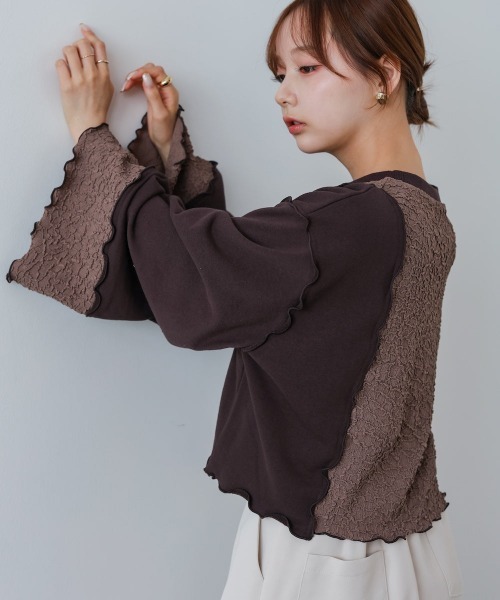 Bab(バブ)の「異素材切り替え配色メロートップス(その他トップス・レディース・ブラウン/ブラック/アイボリー・FREE)」の19枚目の写真