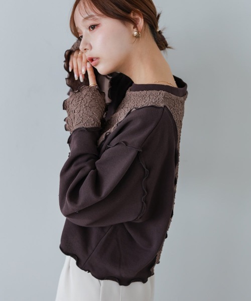 Bab(バブ)の「異素材切り替え配色メロートップス(その他トップス・レディース・ブラウン/ブラック/アイボリー・FREE)」の21枚目の写真