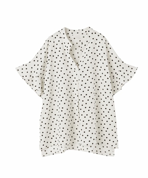 STYLE DELI(スタイルデリ)の「【DELI by】 ランダムドット×フレアスリーブ 軽やかシフォンブラウス(シャツ/ブラウス・レディース・ブラック/ホワイト・M)」の9枚目の写真