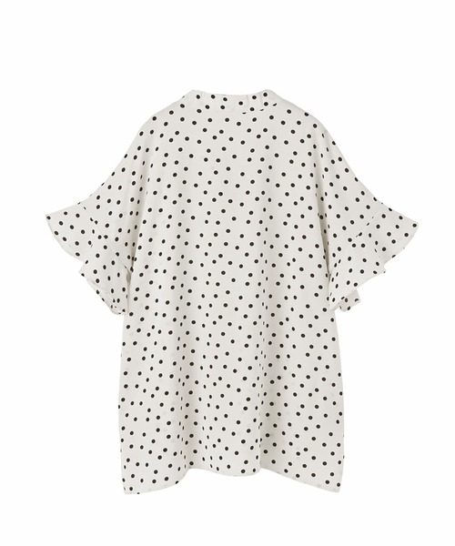 STYLE DELI(スタイルデリ)の「【DELI by】 ランダムドット×フレアスリーブ 軽やかシフォンブラウス(シャツ/ブラウス・レディース・ブラック/ホワイト・M)」の10枚目の写真