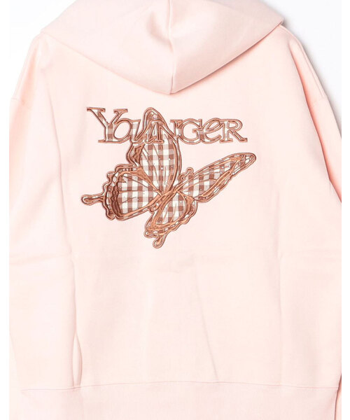 younger song（ヤンガーソング）の「Assortment butterfly logo zip hoodie（スウェット・メンズ・グレイッシュベージュ/ヘザーグレー/PINK/Black/ブラウン/Navy・LARGE/MEDIUM/SMALL）」の8枚目の写真