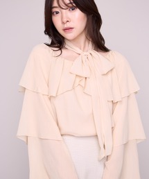 2026秋冬新作 タイチョーカー付ラッフルフリルブラウス