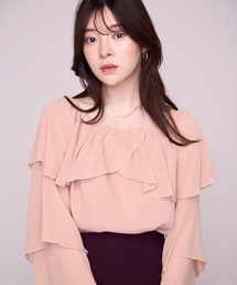2026秋冬新作 タイチョーカー付ラッフルフリルブラウス