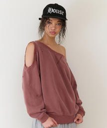 OPEN SHOULDER SWEATSHIRTS(W) BRICK