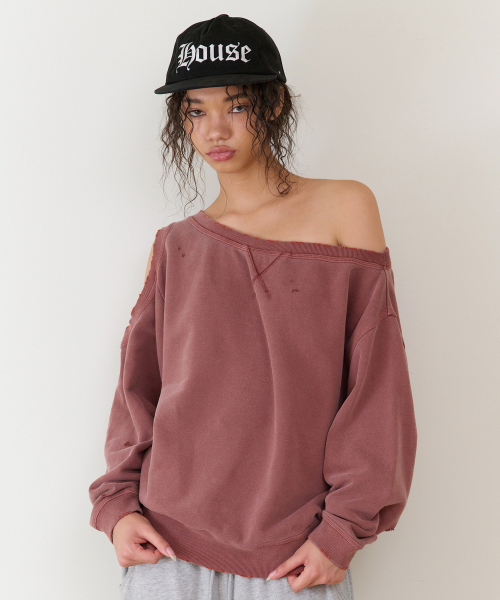 THEVINYLHOUSE（ザバイニルハウス）の「OPEN SHOULDER SWEATSHIRTS(W) BRICK（スウェット・レディース・その他・FREE）」の3枚目の写真