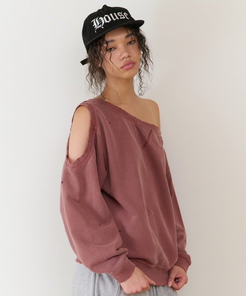 THEVINYLHOUSE（ザバイニルハウス）の「OPEN SHOULDER SWEATSHIRTS(W) BRICK（スウェット・レディース・その他・FREE）」の4枚目の写真