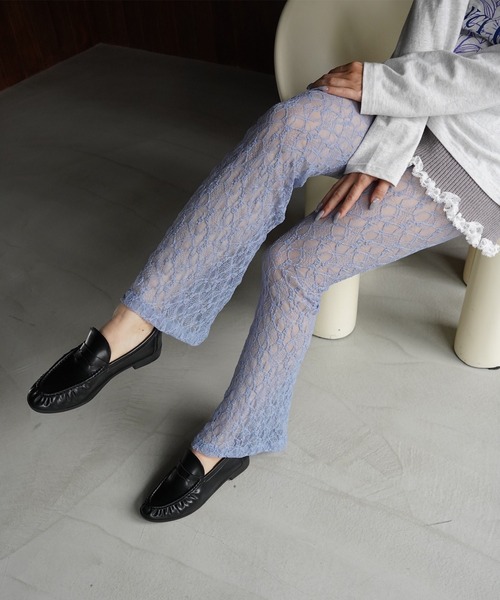 SANSeLF(サンセルフ)の「【SANSeLF】ニュアンスレースフレアパンツ saw26a047(その他パンツ・レディース・ホワイト/ブラック/ブルー・FREE)」の3枚目の写真