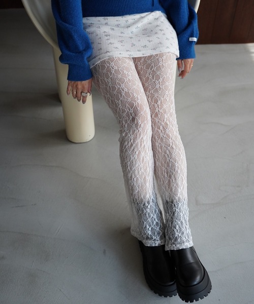 SANSeLF(サンセルフ)の「【SANSeLF】ニュアンスレースフレアパンツ saw26a047(その他パンツ・レディース・ホワイト/ブラック/ブルー・FREE)」の19枚目の写真