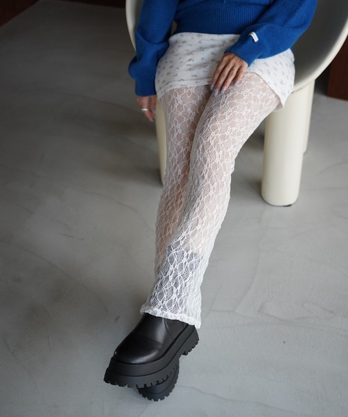 SANSeLF(サンセルフ)の「【SANSeLF】ニュアンスレースフレアパンツ saw26a047(その他パンツ・レディース・ホワイト/ブラック/ブルー・FREE)」の20枚目の写真