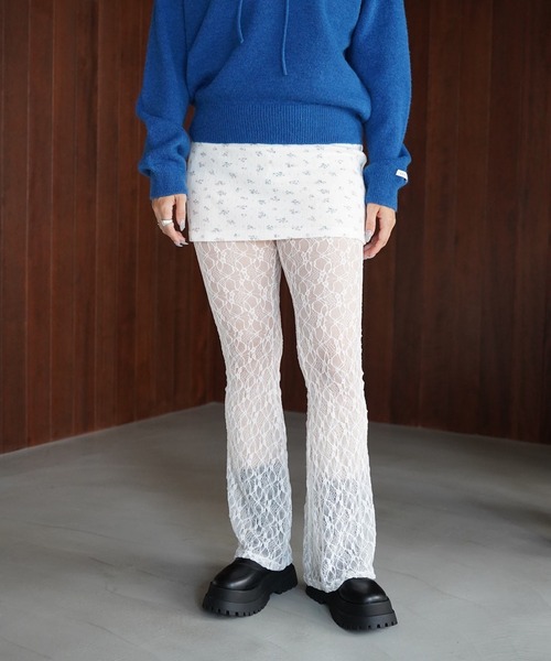 SANSeLF(サンセルフ)の「【SANSeLF】ニュアンスレースフレアパンツ saw26a047(その他パンツ・レディース・ホワイト/ブラック/ブルー・FREE)」の17枚目の写真