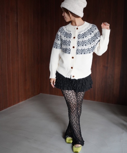 SANSeLF(サンセルフ)の「【SANSeLF】ニュアンスレースフレアパンツ saw26a047(その他パンツ・レディース・ホワイト/ブラック/ブルー・FREE)」の5枚目の写真