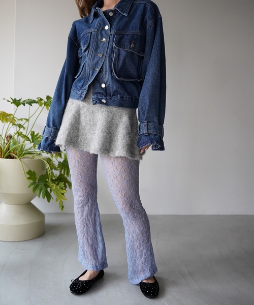 SANSeLF(サンセルフ)の「【SANSeLF】ニュアンスレースフレアパンツ saw26a047(その他パンツ・レディース・ホワイト/ブラック/ブルー・FREE)」の9枚目の写真