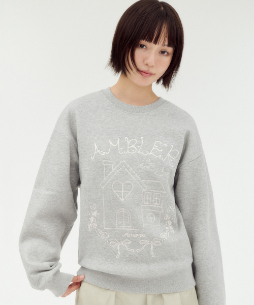 ambler(エムブラー)の「GARDEN HOUSE 刺繍スウェットTシャツ AMM1405 (メランジ)(スウェット・レディース・その他・S)」の1枚目の写真