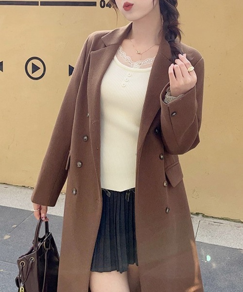 ReRe(リリ)の「レースレイヤード風リブニットプルオーバー(ニット/セーター・レディース・ホワイト/ブラック/オートミール/ダークグレー/イエロー/ベージュ・FREE)」の10枚目の写真