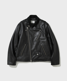 LEATHER BIKER JACKET (BLACK)