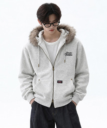【Genuine Dickies/ジェニュインディッキーズ】着脱可能 ファー 裏起毛 ルーズシルエット ジップパーカー/リアルツリーカモ/ユニセックス