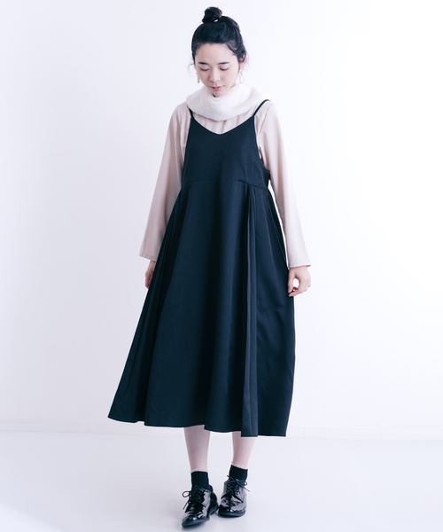 サイドプリーツキャミワンピース1053 2534 ワンピース セール Merlot ワンピース Plus メルロープリュス のファッション ワンピース Merlot
