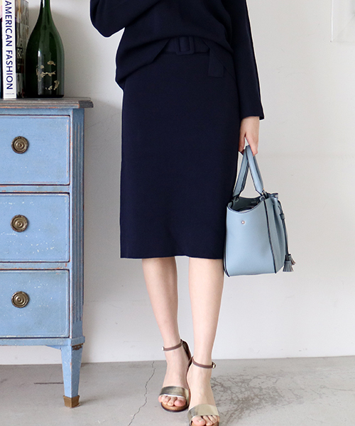 N.（N. Natural Beauty Basic）（エヌエヌナチュラルビューティーベーシック）の「ミラノリブセットアップスカート【セットアップ対応商品】（スカート・レディース・ホワイト/ピンク/ネイビー/グレー・MEDIUM）」の3枚目の写真