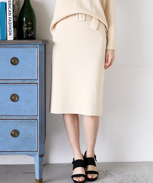 N.（N. Natural Beauty Basic）（エヌエヌナチュラルビューティーベーシック）の「ミラノリブセットアップスカート【セットアップ対応商品】（スカート・レディース・ホワイト/ピンク/ネイビー/グレー・MEDIUM）」の2枚目の写真