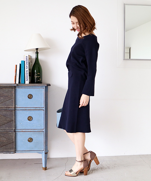 N.（N. Natural Beauty Basic）（エヌエヌナチュラルビューティーベーシック）の「ミラノリブセットアップスカート【セットアップ対応商品】（スカート・レディース・ホワイト/ピンク/ネイビー/グレー・MEDIUM）」の7枚目の写真