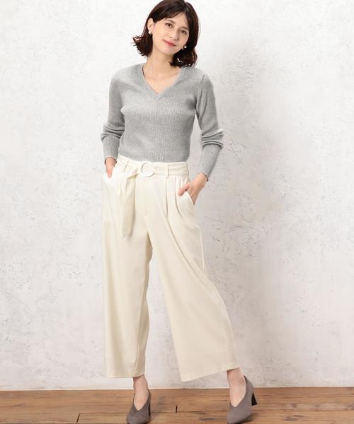 green label relaxing（グリーンレーベルリラクシング）の「[手洗い可能] CR ラメ リブ Vネック 12G ニット ◆（ニット/セーター・レディース・ライトグレー/ネイビー/ライラック/ライトブルー/ベージュ・FREE）」の9枚目の写真