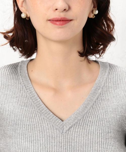 green label relaxing（グリーンレーベルリラクシング）の「[手洗い可能] CR ラメ リブ Vネック 12G ニット ◆（ニット/セーター・レディース・ライトグレー/ネイビー/ライラック/ライトブルー/ベージュ・FREE）」の10枚目の写真