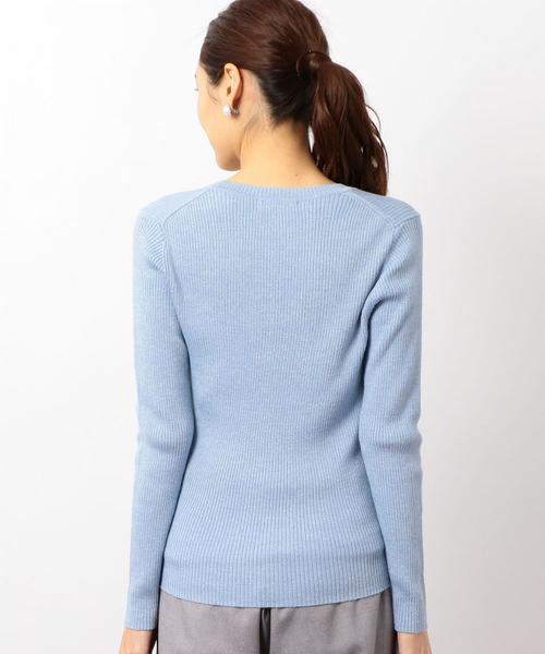 green label relaxing（グリーンレーベルリラクシング）の「[手洗い可能] CR ラメ リブ Vネック 12G ニット ◆（ニット/セーター・レディース・ライトグレー/ネイビー/ライラック/ライトブルー/ベージュ・FREE）」の17枚目の写真