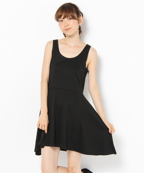 mystic（ミスティック）の「スムースタンクOP（ワンピース・レディース・ブラック/チャコールグレー/グレー/ブルー/キャメル/ピンク・ﾌﾘ-）」の2枚目の写真