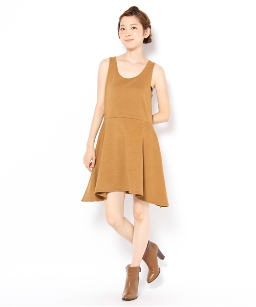 mystic（ミスティック）の「スムースタンクOP（ワンピース・レディース・ブラック/チャコールグレー/グレー/ブルー/キャメル/ピンク・ﾌﾘ-）」の9枚目の写真